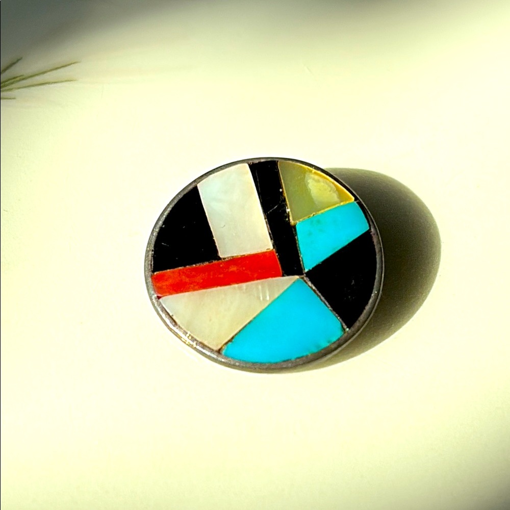 Zuni Signed/Numbered Inlay Pendant - image 1